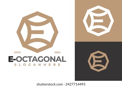 Letter E Octagon Logo design vector symbol icon illustration