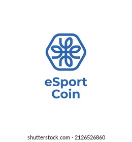 Letter e on coin logo concept for cryptocurrency