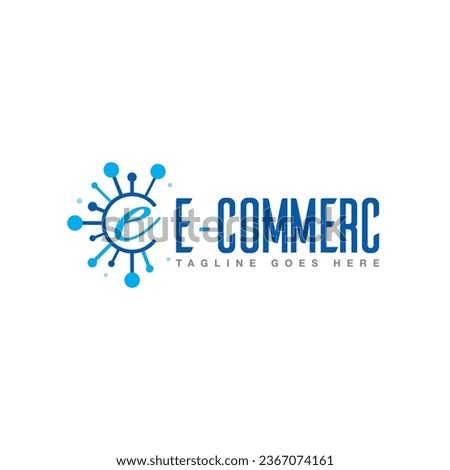 Letter E Online Shop Logo vector, Online Shopping  E-commerce Logo,
Letter E blue color connectivity creative logo, Collection of technology logo template, connection and target for business.