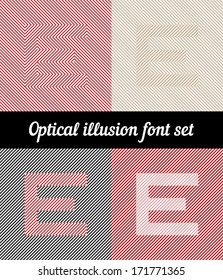 Letter E, Optical illusion pixel font set