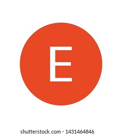 letter e in an orange circle
