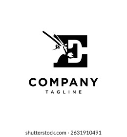 Letter E Oryx Logo Icon Vector