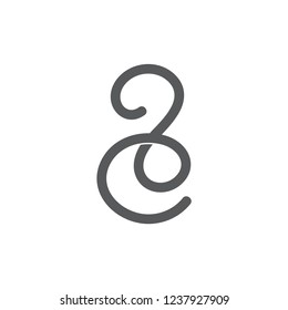 letter e overlapping line art logo vector