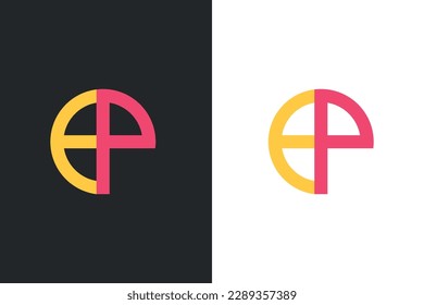 Letter E, and P combine unique logo vector illustration. EP letter mark logo template with smart color for light and dark background.
