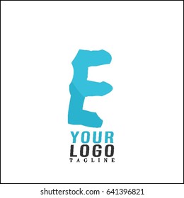 Letter E paint brush stroke vector design. Hand lettering logo.