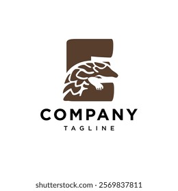 Letter E Pangolin Logo Icon Vector