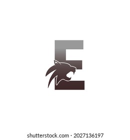 Letter E with panther head icon logo vector template