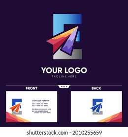 Letter E Paper Plane Logo Design Vector Icon Graphic Emblem Illustration