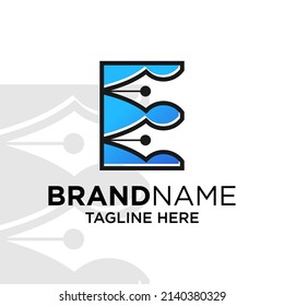 Letter E Pen Logo Design Template Inspiration, Vektorgrafik.