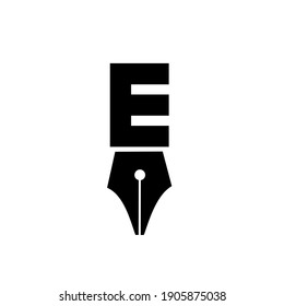 letter E pen logo icon design