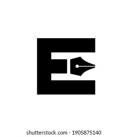 letter E pen logo icon design