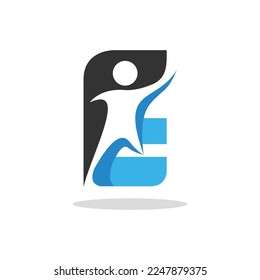 Letter E People Logo Design Template Inspiration, Vector Illustration.