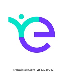 Letter E people simple colorful logo