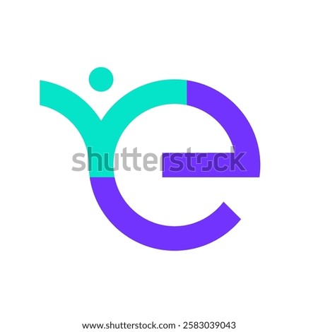 Letter E people simple colorful logo