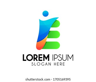 Letter E people vector logo design. With colorful icon template. Modern logo for brand identity.
Creative vector elements
