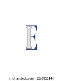 Letter E With Pillar Law Logo Icon 001