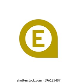 letter e with pin location icon.letter e and pin location logo vector