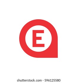 letter e with pin location icon.letter e and pin location logo vector