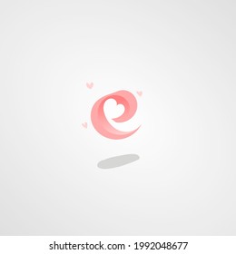 letter E pink love logo, clean an beauty vector art