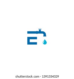 letter E pipe icon logo design concept