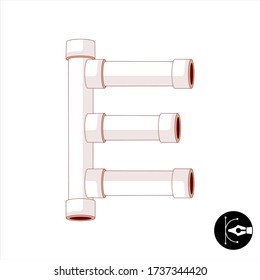 Letter E pipeline cartoon vector alphabet.