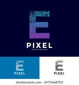 Letter E pixel colorful vector design. Suitable for business, initial, poster, technology and network