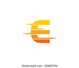 Letter E Pixel Cut Logo Design Template