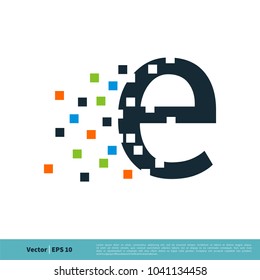Letter E and Pixels Icon Vector Logo Template Illustration Design. Vector EPS 10.