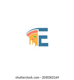 Letra E con icono de pizza plantilla vectorial