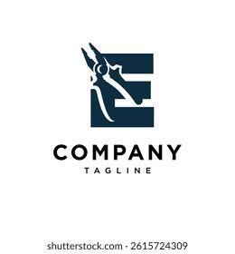 Letter E Pliers Logo Icon Vector