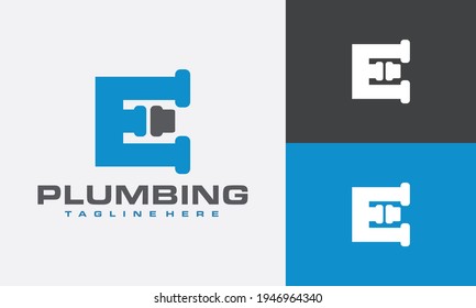 the letter E plumbing logo	