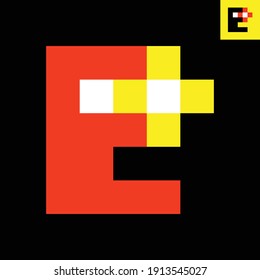 Diseño de logotipo de monograma de signo de letra E y Plus en estilo de arte Cubism Gestalt. Logo vector en Eps 8.