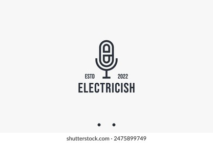 letter e with podcast logo design vector silhouette illustration
