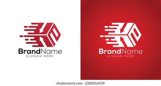 Letter e polygon run instant logo design template