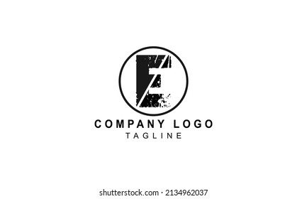 Letter E premium logo design with brush texture on it and circle outline.