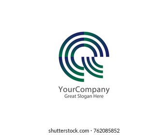 letter E and Q Logo Icon. circle line logo design concept Template Vector Illustration