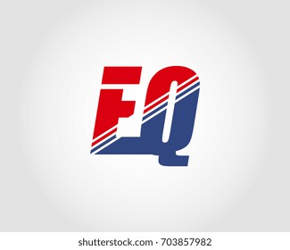 Letter E and Q red and blue combination logo