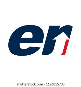 letter E and R with arrow symbol vector logo. 