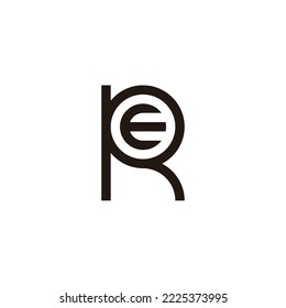 Letra e in R, símbolo geométrico de círculo vector de logotipo simple
