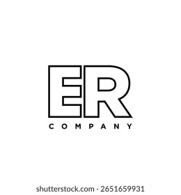 Letter E and R, ER logo design template. Minimal monogram initial based logotype.