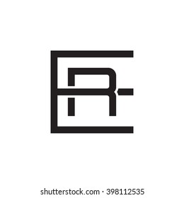 letter E and R monogram square shape logo black