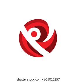 letter E of R red color icon logo template 