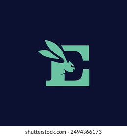 Letter E Rabbit logo icon vector 