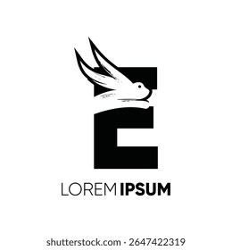 Letter E Rabbit Run Logo Design Vector Image Icon Graphic Emblem Symbol Illustration