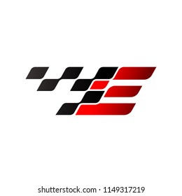 Letter E with racing flag logo