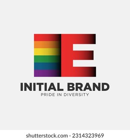 letter E rainbow color pride community and company initial vector logo design