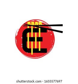 Letter E Ramen Noodle Restaurant Logo Design.