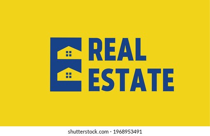 Letter E real estate logo design. property initials logo template. vector