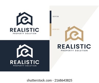 Letter E Real estate logo Premium vector