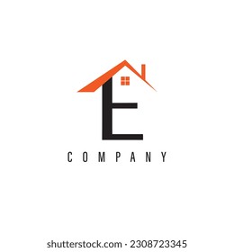 Letter E and Real Estate logo design